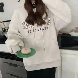[하프클럽/]영문 레터링 기모 맨투맨 긴팔 티셔츠 여성 후드 루즈핏