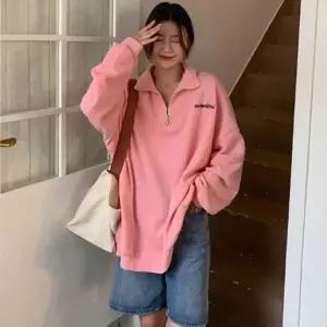 [하프클럽/]루즈핏 반집업 맨투맨 기모 티셔츠 상의