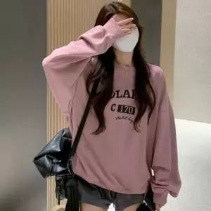 [하프클럽/]여성 기모 맨투맨 봄 가을 데일리 루즈핏 레터링 티셔츠