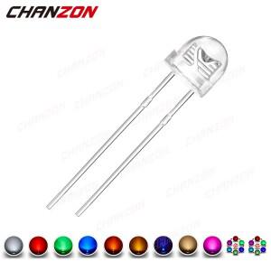 100pcs 5mm LED 다이오드 밀짚 모자  흰색 빨간색 녹색 파란색 UV 보라색 노란색 오렌지 핑크 RGB 플래시