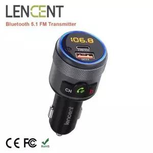 LENCENT FM 송신기 자동차 블루투스 5.1 변조기 WithType C PD 20W 및 QC3.0 18W 고속 충전기 MP3 플레이어
