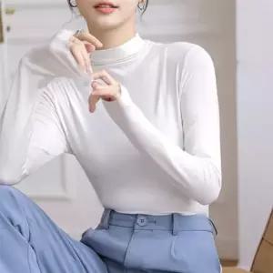 반폴라 모달티셔츠 가을 겨울 여성목티 얇은폴라티 목폴라 반목폴라 반폴라티 (WD93C96)