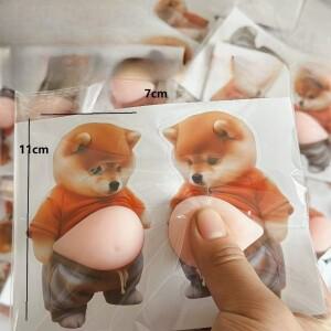 3D 시바 이누 강아지 배 스티커 재미있는 자동차 문 보호대 엉덩이 범퍼 완화 장난감 자동차 바디 범퍼 실