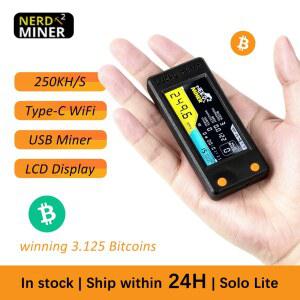 비트코인 채굴기 NERD NER V2 디스플레이 스마트 갖춘 S3 마이너 초저전력 LCD 250KH BTC 8인치 스타일 2W 디스플레이를 LV02 미니 솔로