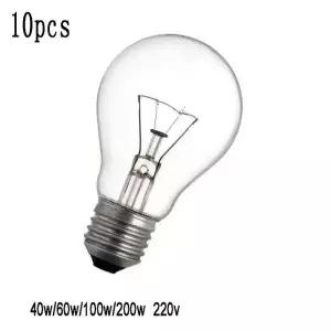 10개 A55 백열 전구 E27 B22 220V 40W 60W 100W 95*55mm 2700K 구식 텅스텐 램프 투명 유리 커버