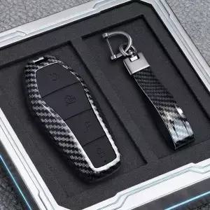 BYD 아토 3 한 EV 돌핀 4버튼 리모컨용 카본 ABS 자동차 키 케이스 보호 커버 액세서리 키체인
