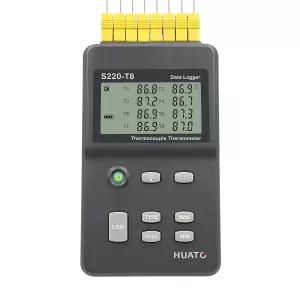 HUATO S220-T8 외부 전원 공급 장치와 3점 NIST 추적 가능한 인증서가 있는 8채널 열전대 데이터 로거 측정