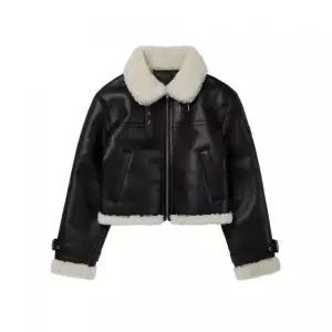 레더리 LEATHERY 오블리크 오버핏 레더 무스탕 자켓 블랙 3645397