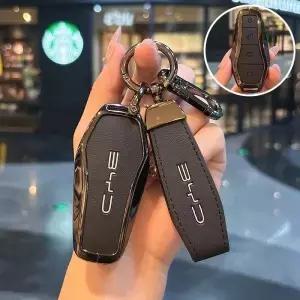 BYD Atto 3 Han EV Dolphin 4 버튼 용 자동차 키 케이스 원격 제어 보호 커버 자동 Keyain 액세서리