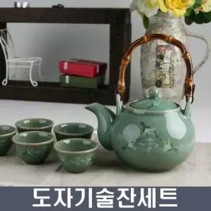 청자 운학 주기 5인세트 주전자 550ml 술잔세트 소주잔