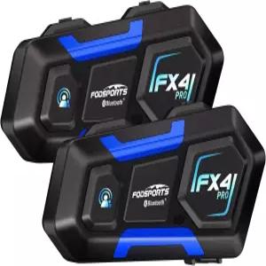 Foodsports FX4 4라이더 오토바이 블루투스 인터콤 1200m 헬멧 통신 시스템 하이파이 음악/FM 라디오/자동