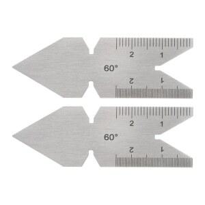 하핑턴 2PCS 스테인리스 60도 절단 선반 미터법 게이지 센터 각도 도구 스틸 나사산