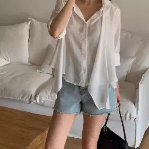 [신세계라이브쇼핑][옷자락] 여자 여리핏 데일리 루즈핏 시스루 간절기 셔츠