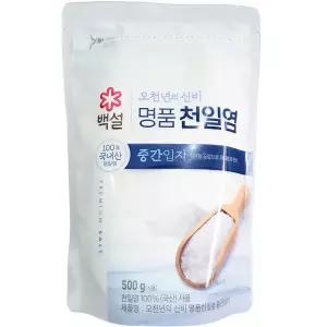 중간입자 천일염 500gX12소금 조미료 양념 요리용 조리용 음식용