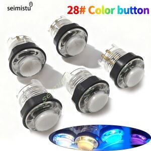 미니 휴대용 레트로게임기 5개 아케이드 게임 RGB 푸시 머신 원형 3V 가상 핀볼 LED MAME 28MM 버튼 30MM 조명 머신용