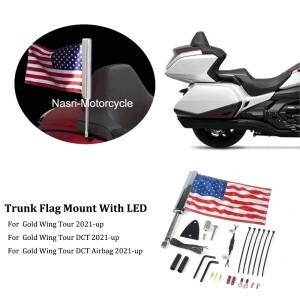 LED 조명이 통합된  바이크 오토바이 액세서리 골드 윙 투어 DCT 에어백 18-20용 트렁크 뚜껑용 플래그 마