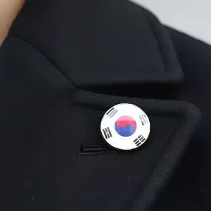 태극 원형 배지 국기 금속 핀 버튼 기념 뱃지 애국 상징 가슴 장식 핀 액세서리