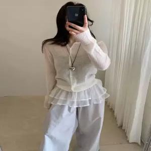 가디건 봄가을 카디건 여성용 라운드넥 아우터 부드러운