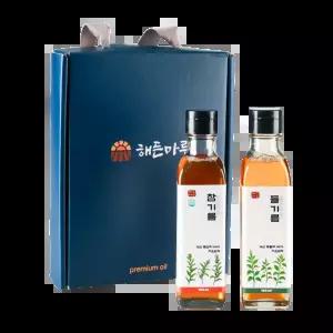 [해든마루]해든마루 저온압착 국산참기름 180ml +국산들기름 180ml 선물세트