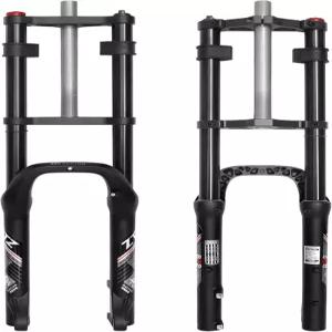 ZTZ 26 40 인치 팻 타이어 스프링 서스펜션 포크 180mm 여행 간격 허브 QR 더블 크라운 쇼크 프론트 스노우