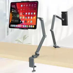 Houle 태블릿 스탠드 홀더 360 회전 베이스가 있는 조절 가능한 접이식 암 패드 데스크 마운트 책상과
