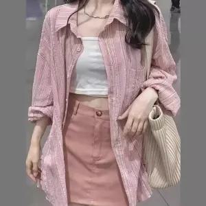 [신세계라이브쇼핑][옷자락] 여자 모던 루즈핏 세로 스트라이프 긴팔 셔츠