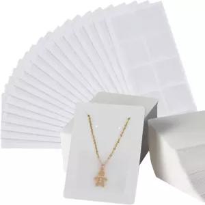 BUUFAN 400PCS 목걸이 디스플레이 카드 체인 접착 파우치 PVC 클리어 셀프 포켓 보석 홀더 판매-화이트