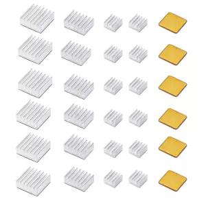 라즈베리 파이 B 2345용 열전도성 접착 테이프 알루미늄 방열판 쿨러 및 구리 포함된 30PCS 4 키트
