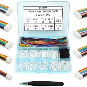 ZH 15MM 커넥터 및 28AWG 프리 크림프 실리콘 케이블 키트 JST 15 2345678910 핀 하우징 어댑터 케이블길이