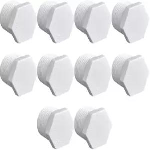 LannuMet 10Pcs RV 온수기 배수 플러그 34인치 NPT 남성 스레드 흰색 PVC 캠핑카 관개 수영장용