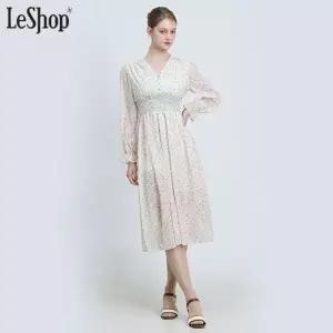 [르샵(LeShop)] 콩단추 스모킹 쉬폰 원피스 (택가격: 129000원)