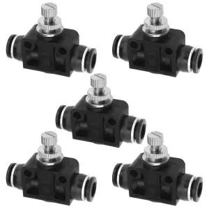 마이크로 트레이더스 5pcs 8mm 튜브 OD 공기 흐름 제어 밸브 유니온 공압 속도 컨트롤러 스로틀 푸시와