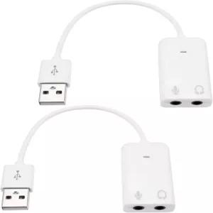 더스 2pcs USB 사운드 카드 어댑터 7.채널 외장 레오 변환기 라즈베리 파이와 호환되는 3.5mm AUX 마이크