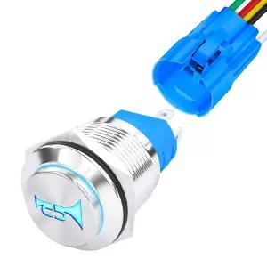다이어텍 혼 버튼 스위치 2볼트 순간 푸시 2V 에어 스피커 LED 리스 스틸 6mm 금속 자동차 해상 보트
