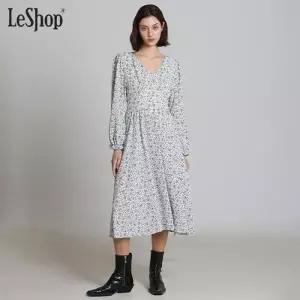 [르샵(LeShop)] 잔꽃 허리 스모킹 원피스 (택가격: 99000원)