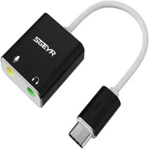 SGEYR 타입 c 사운드 카드 외장 USB-C에서 3.5mm 잭 어댑터 C에서 마이크 헤드폰 보조 케이블 레오