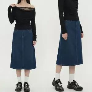 [하프클럽/]롱 데님 스커트 여성 클래식 A라인