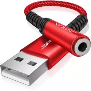 JSAUX USB에서 3.5mm 잭 어댑터 헤드셋 TRRS 4극 여성 헤드폰 Mac PS4 PC 노트북 탑 등을 외장 레오 사운드
