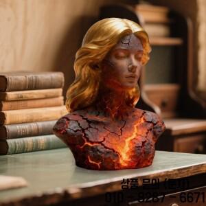 불꽃처럼 빛나는 처녀 피규어 조각상 조명 흉상 램프 LED 효과 3D 여성 레진 우아한 크리스마스 장식품