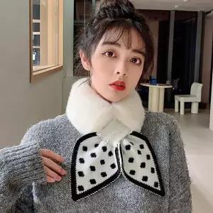 [하프클럽/]귀여운 강아지 자수 겨울 방한 넥워머 여자 목도리 외출용 보온