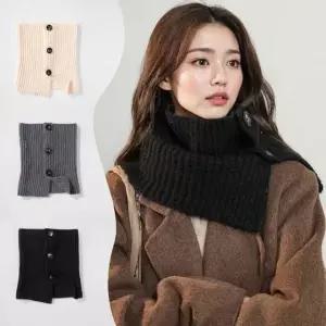 [하프클럽/]데일리 니트 빅버튼 넥워머 여성용 겨울 목도리 보온 방한 스카
