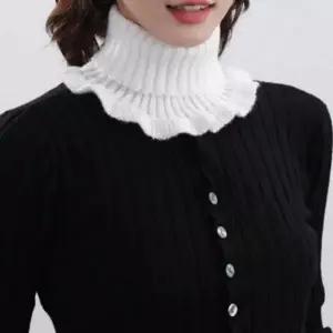[하프클럽/]여성 니트 프릴 넥워머 겨울 따뜻한 레이어드 가짜 목폴라 이너