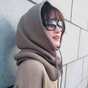 [하프클럽/]여성 방한 후드 워머 니트 페이크넥 겨울 목도리
