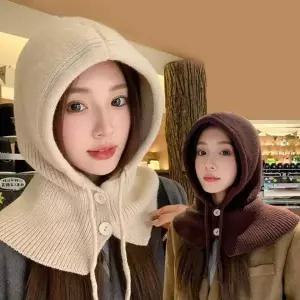 [하프클럽/]겨울 여성 니트 후드 넥워머 레이어드 가짜 목폴라 방한용품 데