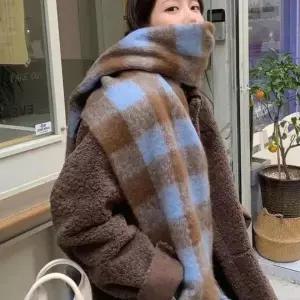 [하프클럽/]오버핏 체크 머플러 커플 목도리 숄 대형 스카프 겨울 넥워머 방