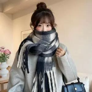 [하프클럽/]소프트 체크 태슬 머플러 울 모직 목도리 겨울 방한용품