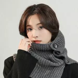 [하프클럽/]단추 포인트 니트 목도리 겨울 방한 스카프 부드러운 데일리 머
