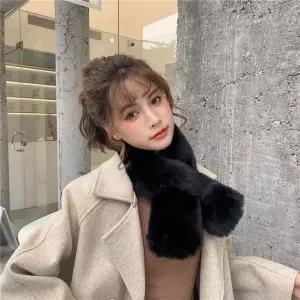 [하프클럽/]부드러운 인조털 숏 목도리 겨울 데일리 미니 머플러 방한용품