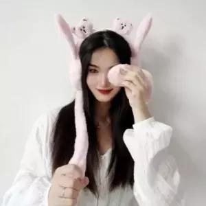 [하프클럽/]움직이는 토끼 귀도리 방한대 겨울 털 방한용품