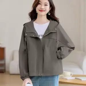 볼사스 여성용 가을 캐주얼 야구 코트 점퍼 후드 재킷 트렌치 잠바 숏 ADOR3
